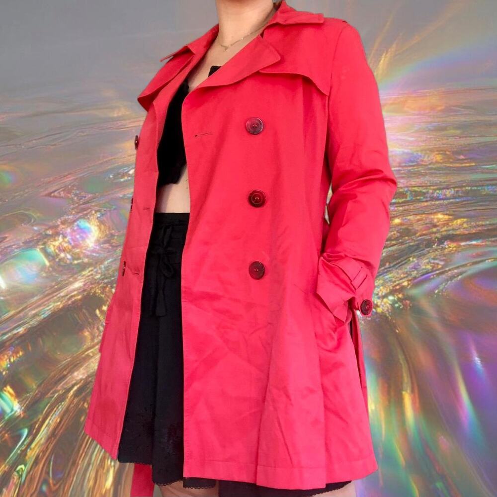 Red dkny trench coat waist